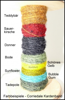 Preview: Corriedale Kardenband, Süsskirsche Rot